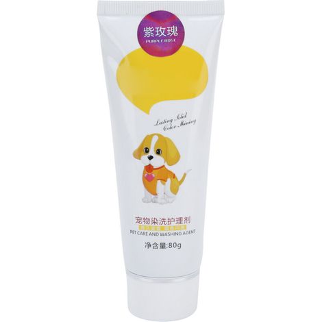 Zerodis Crème de Teinture pour Poils d'animaux, Gel de Teinture pour Poils d'animaux Teinture pour Poils d'animaux Semi-permanente pour Chiens Alpaga Creative(Rose Pourpre) (1/5)
