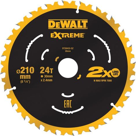 Kreissäge zum Schneiden von Holz 210 x 30 x 2,4 mm, 24 Zähne, extreme Dewalt DT20432-QZ