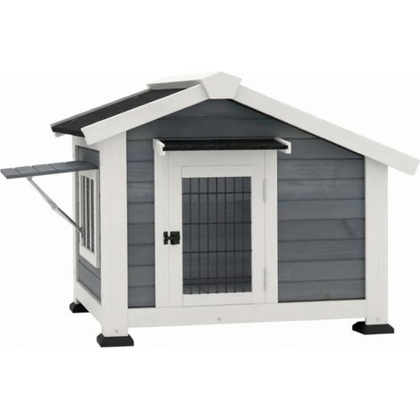 Erhöhte wasserdichte Hundehütte für draußen mit abnehmbarem Dach und Tür (1/4)