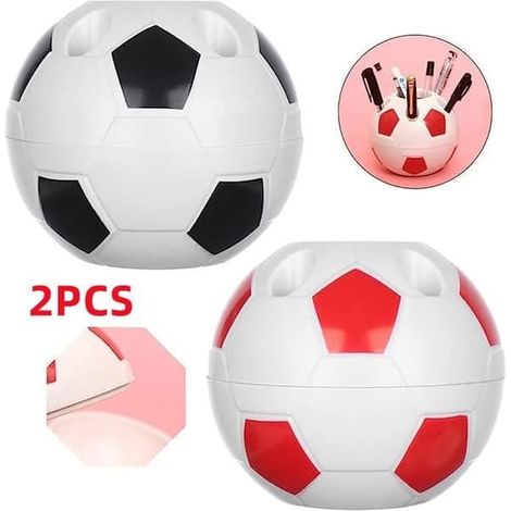 SABIR-Porte-stylo créatif en forme de ballon de football - Poreux - Marque - Modèle - Noir - Rouge - Dimensions 10,5 cm (1/4)