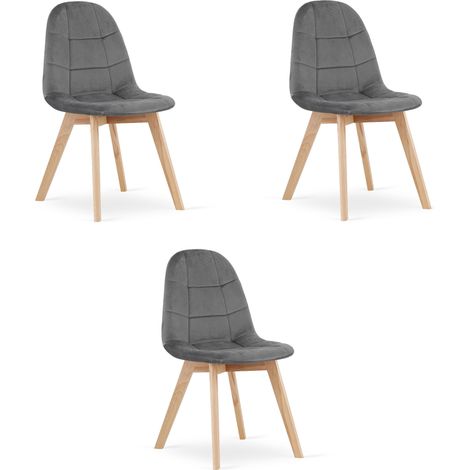 Sedia Valora NUUC in velluto grigio scuro, design ergonomico x3 (1/5)