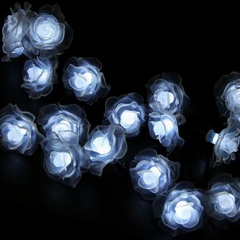 Solar-powered outdoor lights, waterproof solar lights for garden, camping, patio, party, Christmas. White Rose Flower (1/4)