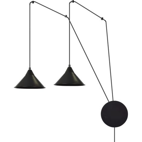 Lampada a Sospensione Abramo, Acciaio verniciato a polvere, Nero, 400x400x60 cm