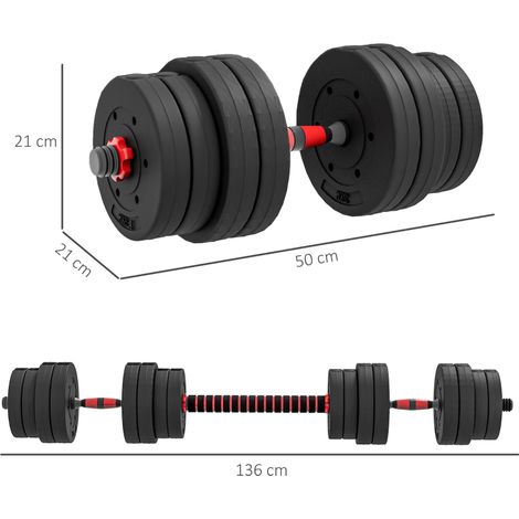 Ensemble d’haltères 2 en 1 30kg ajustable avec haltères et barres Entraînement de force professionnel avec haltères noir (1/5)
