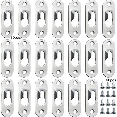 Cintres Trou De Serrure - Métal Argenté 45 mm x 16 mm - Pour Suspension Mur Intérieur Cabinet Miroir Cadre Photo - 30 Pièces (1/5)