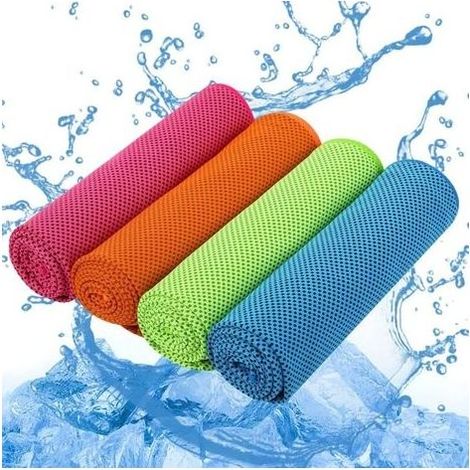 Lot de 4 Serviette de Refroidissement (100x30 cm), Serviettes de Sport, Serviette Rafraîchissante, Super Absorbante et Séchage Rapide, Serviette de Sport Homme Parfaite pour Le Camping, Sport (1/5)