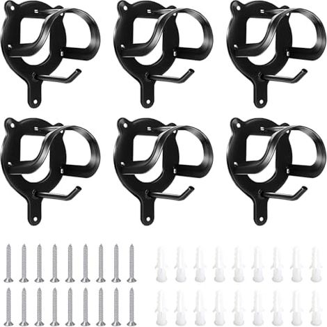 Porte Selle Cheval, 6Pcs Porte-bridons en Métal Equitation Cheval Equipement Crochets de Bride de Support de Bride en Métal équipés de Tubes D'expansion et de Vis pour Sellerie Grange écurie (Noir) (1/5)