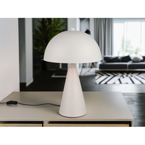 Große LED Tischleuchte in Pilzform aus Metall Hellgrau, Höhe 43cm (1/5)
