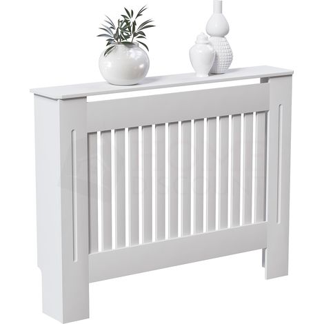 Chelsea Heizkörperverkleidung MDF Moderner Schrank Slatted Grill, Weiß, Mittel
