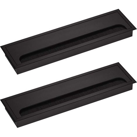 Arandela de escritorio rectangular 80x 275mm Arandela de enchufe de prensaestopas para mesa de oficina Muebles para el hogar CABLE Aluminio Negro Anodizado cuadrado 2 piezas (1/3)