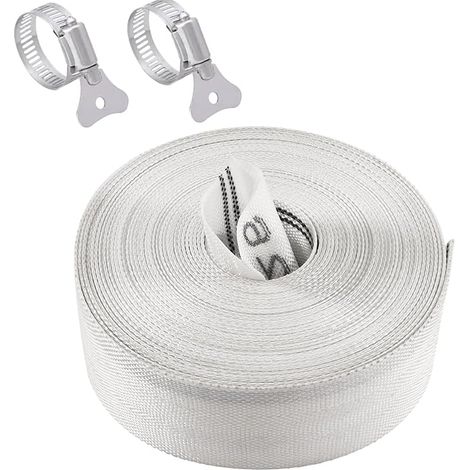 Woven Hose Diameter 1 1/2" Flat Hose 38 mm 10 m Fabric Hose Kit with Stainless Steel Hose Clamp for Dirty Water Pumps, Garden Pumps, Submersible Pumps or Dirty Water Pumps (1/5)