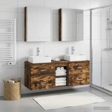 vidaXL Juego de muebles de baño 5 uds. Roble Ahumado (1/5)
