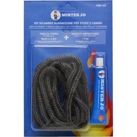 KIT RICAMBIO TRECCIA + SILICONE ALTA TEMPERATURA ml 60 - Ø 6x2,5 mt