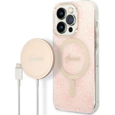 Guess GUBPP14LH4EACSP Set Custodia + Caricabatterie iPhone 14 Pro 6.1" rosa/custodia rigida rosa 4G Stampa MagSafe (1/5)