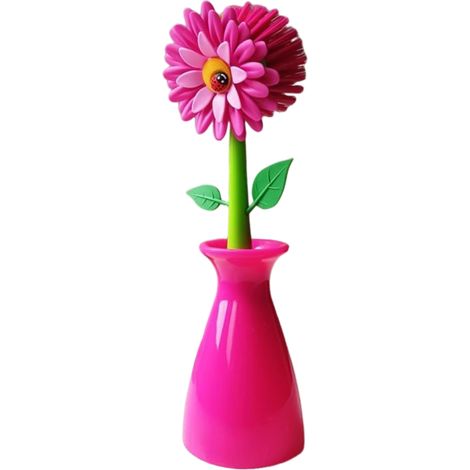 1 Brosse Vaisselle Forme Fleur, Manche Long, PP Alimentaire, Cuisine (1/5)