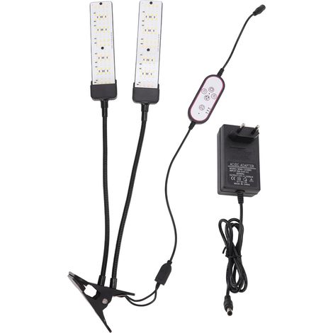 Lampe de culture double tête à spectre complet, clipable pour plantes d'intérieur, protection solaire, minuterie intégrée, prise UE 100-240V, idéale pour légumes