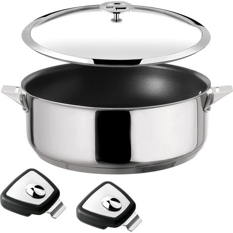 Eclipse - Set 1 sauteuse 24cm revêtement céramique avec couvercle et 2 anses amovibles (1/4)