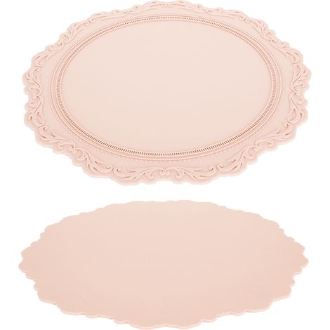 Set de table en silicone style nordique, tapis isolant thermique en silicone gaufré style européen, tapis décoratif, dessous de plat rond et épais en silicone avec revêtement en poudre mat. (1/5)