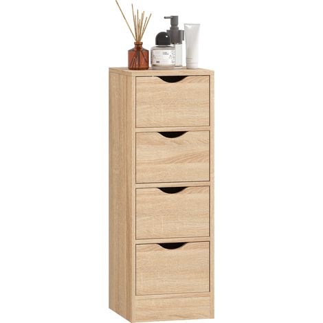 Meuble salle de bain style nordique avec 4 tiroirs bois naturel meuble salle de bain design scandinave et pratique