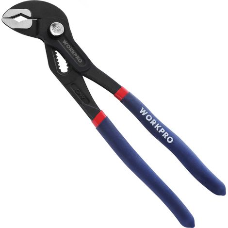 Workpro – Pince multiprise 250 mm – Réglage rapide 12 positions – Mâchoires trempées HRC 38-55 – Pour écrous, boulons et tuyaux