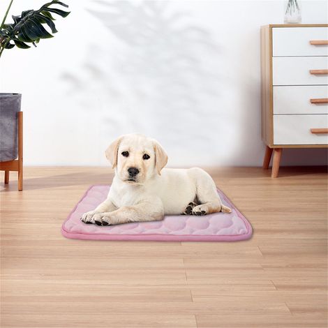 Tapis Rafraîchissant Pour Animaux - Tissu Soie Glacée Avant - Fond Maille Respirant - Pour Chiens Et Chats - Taille XS 40 x 30 cm - Rose (1/2)