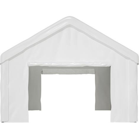 Abri-voiture 4x6m - Portes sectionnelles avant/arrière, accès bilatéral, construction renforcée, étanche, toit/parois amovibles (1/5)