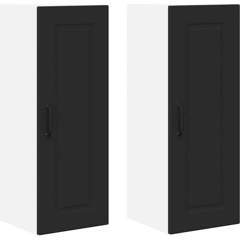 Meuble mural de cuisine，Armoire de cuisine avec étagère 2 pcs Noir 30 x 31 x 80 cm CFW16796 (1/5)