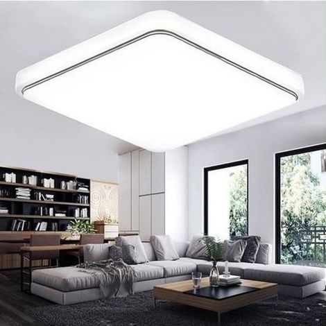 24W LED Plafonnier Moderne Blanc Super Lumineux Carré Lampe pour Salon Salle De Bains Chambre À Coucher (1/4)