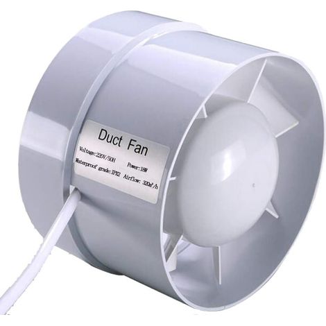 1 Extracteur d'air silencieux 150mm, Flux mixte 320m³/h, ABS pour bain, serre, tente