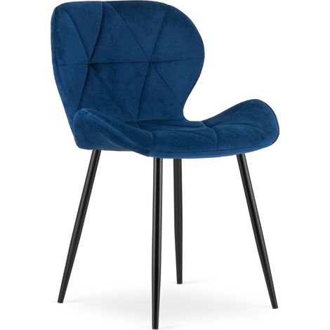 Chaise - leobert - mango - velours bleu marinepieds noirs 211770206 (1/5)