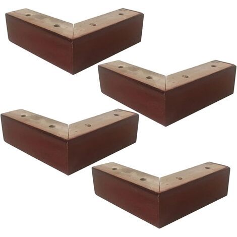 Lot de 4 pieds de meubles en bois massif en forme de L, pour table de chevet, table à thé, meuble de rechange (sans vis) (1/4)