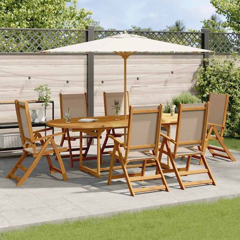 Juego comedor de jardín 7 pzas madera maciza acacia y textileno
