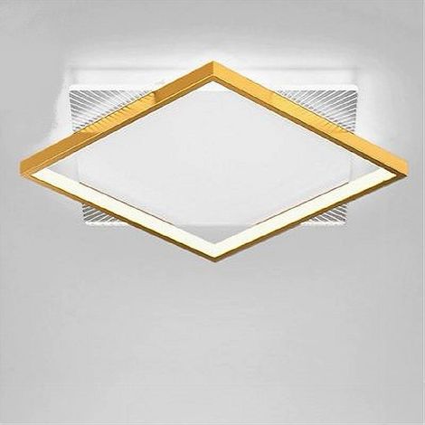 TRADE SHOP - Plafoniera Led 30watt Quadrata Oro Moderno Lampadario Soffitto Luce Fredda 71040 -
