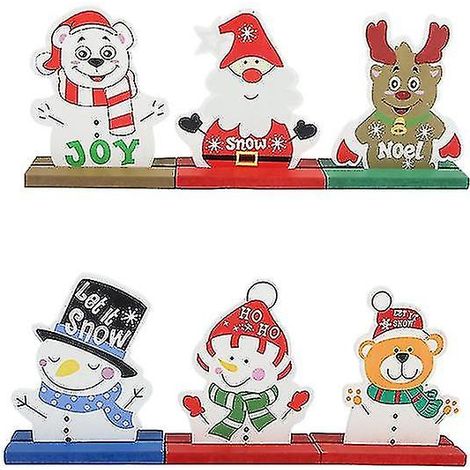 Décorations de Noël, décorations de table en bois, panneau de table Père Noël et bonhomme de neige. (1/5)