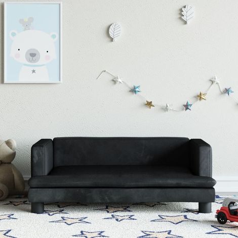 Canapé pour enfants  Canapé Sofa scandinave noir 80x45x30 cm velours 50844 (1/5)