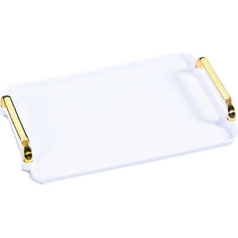 Plateau de service décoratif rectangulaire pour salle de bain, rangement pour bijoux, parfums et cosmétiques, à poser sur une table de douche ou un bureau.-M-white (1/5)