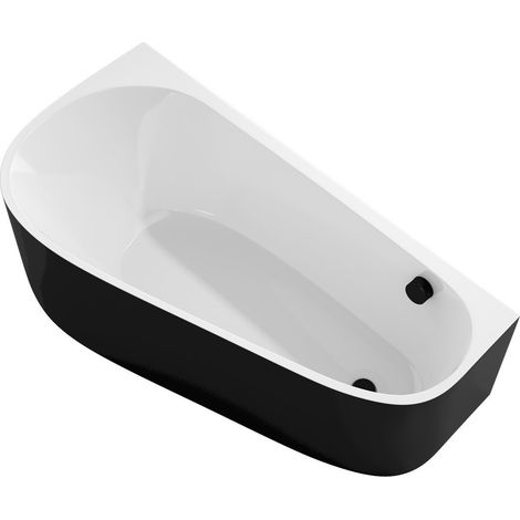 PROJEKTA DL MONOLITH Baignoire autoportante murale 156x77x60cm, blanc/noir (1/3)