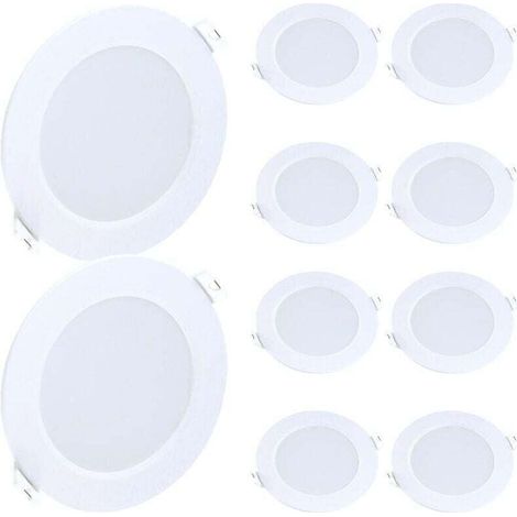 10 dimmbare, dreifarbige LED-Einbaustrahler mit je 9 W: ultrahelles Weiß (6000 K). (1/4)