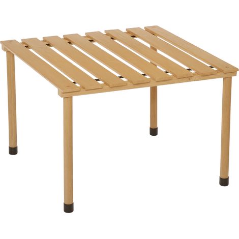 Table basse de jardin pliable style camping avec plateau à lattes, sac de transport inclus, bois de sapin pré-huilé, montage rapide, 58 x 58 x 40 cm (1/5)