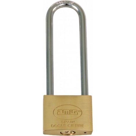 FPLUS candado 3el-50 arco extra largo laton amig , Candado en latón con arco tratado de acero.

Arco extra largo.

Incluye dos llaves.

Doble cierre.