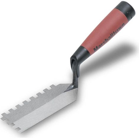 Frattazzo per bordi dentati Marshalltown square con 6x6x6 mm e manico Durasoft, frattazzo stretto per posti stretti, dimensioni: 127x51 mm