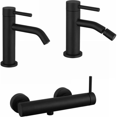 Set miscelatori lavabo bidet senza scarico ed esterno doccia nero opaco Bette (1/5)