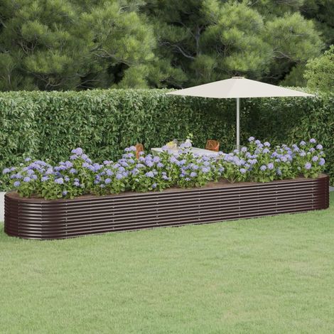 Hochbeet Pulverbeschichteter Stahl 584x140x68 cm Braun (1/5)