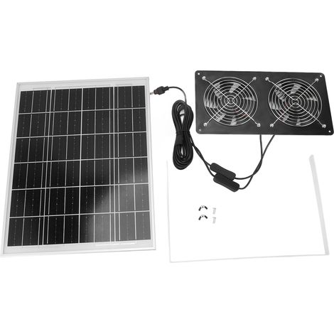Kit solaire double ventilateur 30W IP65 imperméabilisation verre trempé stratifié 17mm cadre en alliage d'aluminium Ventilation pour hangar extérieur pour animal domestique