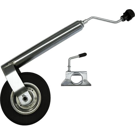 Heavy Duty Caravan Jockey Wheel & Clamp 48MM (150KG Trailer Metal Rim Wind Up Handle)