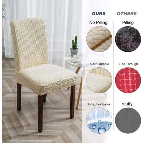 NALOOKAMIC Housse de chaise à carreaux longs en jacquard imperméable - Gris, housse de chaise universelle moderne et durable pour la décoration de la maison, du restaurant, du banquet et de la cuisin (1/4)