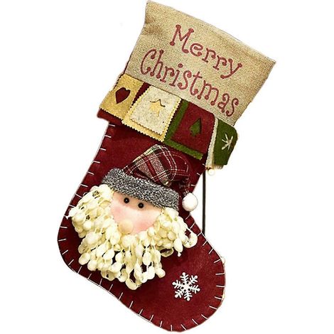 Chaussette de Noël, Grande chaussette de Noël à suspendre, Sac à bonbons en forme de chaussette de Noël à suspendre, Cheminée, Vitrine, Sac à bonbons en forme de sureau (1/5)