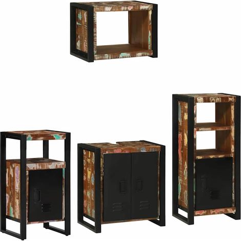 Badezimmermöbel-Set mit Regal 4 pcs Massives upgecyceltes Holz