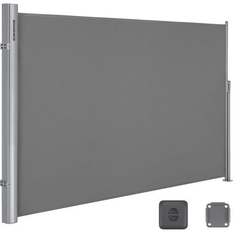 Store latéral brise-vue pour balcon terrasse 180 x 350 cm protection contre le soleil vent en aluminium gris (1/2)