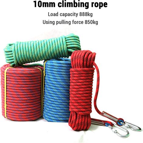 Corde d'escalade de 10 mm pour adultes avec double crochet, salle de sport durable et aventures en plein air (1/5)